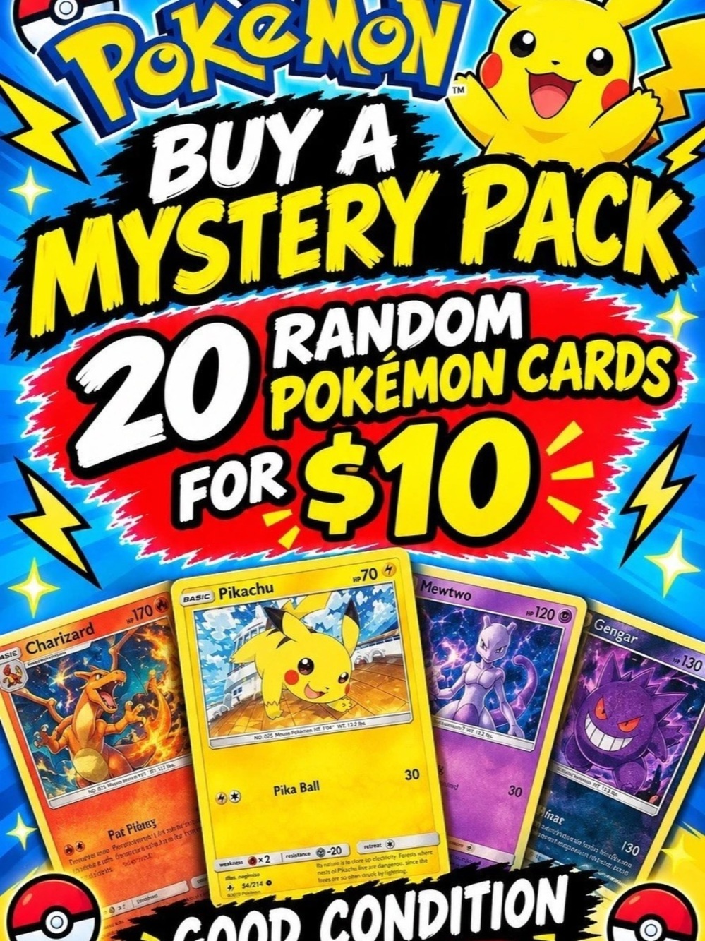 Nintendo Pokemon Mystery Pack 20 Random Trading Cards